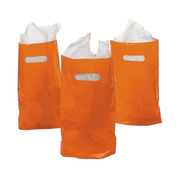 Orange Plastic Bags (50Pc) - Party Supplies - 50 Pieces