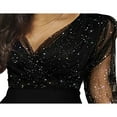 thumbnail image 4 of Combinaison Élégante pour Femmes à Paillettes en Maille Transparente Manches Longues Col en V Bodycon, 4 of 7