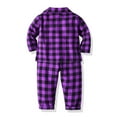 thumbnail image 4 of Hwmodou Girls Pajamas Sets 2 Piece Toddler Boy Girl Cotton Blend Long Sleeve Plaid Tops T Shirt Shorts Leisure Outfits Dailywear,6M-7Y, 4 of 6