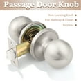 thumbnail image 2 of knobelite (1 Pack) Hall/Closet Room Round Door Knob,Passage Function for Hall/Closet, Interior Door Door Lock Handle Satin Nickel Finish, Keyless(Non-Locking Knobs) Interior Door Handles Locks, 2 of 6