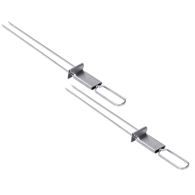 Oleegame 2 Pcs Fourchette de Barbecue Fourchette de Barbecue en Acier Inoxydable Fourchette de Barbecue Semi-Automatique Fourchette de Barbecue d'Extérieur Portable Ustensiles Argent