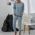 thumbnail image 2 of AOMPMSDX Womens Pajama Sets 1Set Solid Color Flannel Pants Sets Leisure Wear Wear Suit Casual Sleepwear Set Cozy Nightwear Set Blue Nightgowns For Women XL, 2 of 9