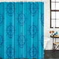 thumbnail image 3 of Shower Curtain Bathroom Set Nautical Anchor Blue Plank Waterproof Fabric Shower Curtains with Grommets&Hooks, Retro Country Wood Grain Privacy Bath Curtain for Bathtub 60x72in, 3 of 9