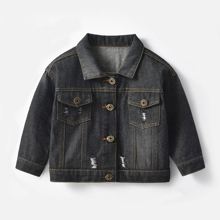 Baby black denim jacket deals
