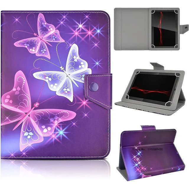 Universal 10.1inch Tablet Case,10inch Tablet Cover,Folio Leather Stand Shell Case for All 9.6-10.5 inch Android/iOS/Windows Capa Three butterflies 9.6-10.6inch