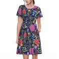 thumbnail image 1 of Bixox Robe d'Été à Manches Courtes pour Femmes Robe Ample Longueur Genou avec Poches-Floral, 1 of 7