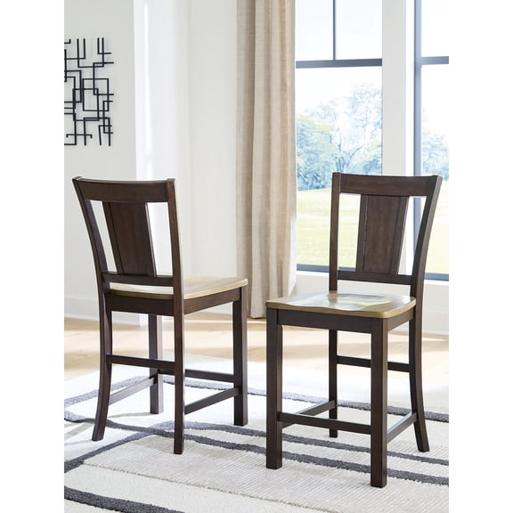 Signature Design by Ashley Sharlander Counter Height Barstools, Set of 2, Light Brown and Dark Brown Finish