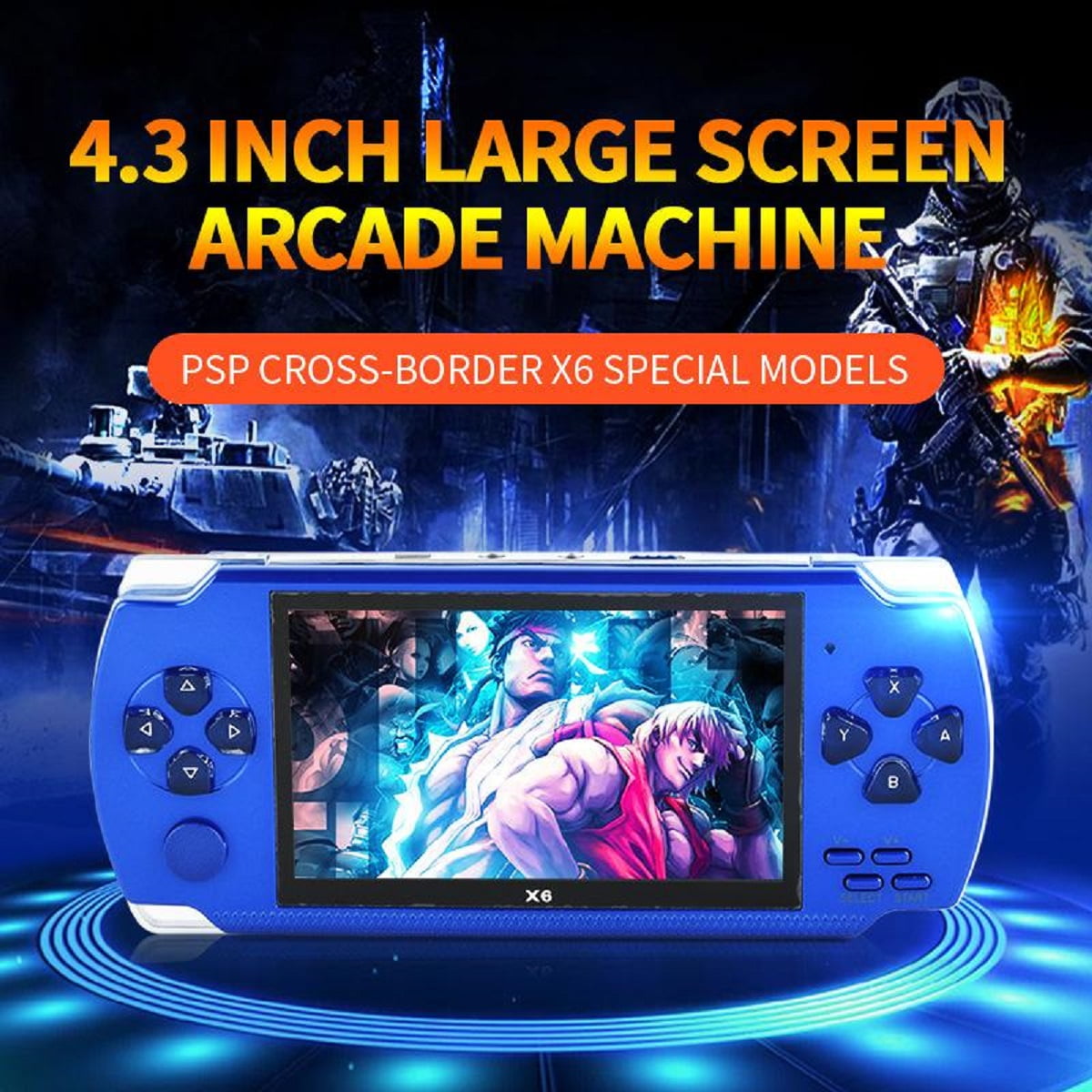 PSP High Definition Handheld Game Machine X6,8GB, 4.3 Inch Screen, With Camera Built-In Over 1200 Free Games