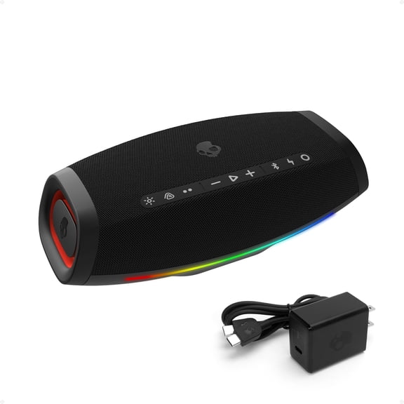 Skullcandy Barrel Micro Portable Bluetooth Speaker, IPX7 Waterproof, 20W Powerbank, Auracast Link, LED Lightshow, Carabiner & Strap