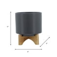 thumbnail image 5 of Ceramic Matte Planters with Wood Stand for Home Decor Accent  Decorative Flower Pots for Tabletop, Entryway, Patio, and Garden - Raised Pots Container for Indoor and Outdoor Plants - 9", Gray & Tan, 5 of 14