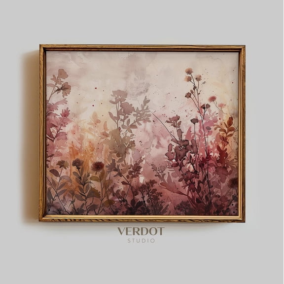 PosterArt Purple Wildflowers Art Print Abstract Floral Poster Botanical Nursery Wall Décor Vintage Design, 8x12 UNFRAMED