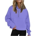 thumbnail image 2 of Essentials Hoodies for Women 2025 Long Sleeve Half Zipper Plain Hoodie with Pockets Hooded Sweatshirt Women Pullover, 2 of 6