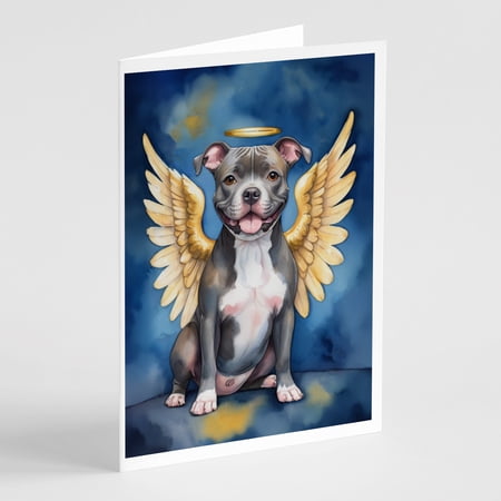 Staffordshire Bull Terrier My Angel Greeting Cards Pack of 8 7 in x 5 in