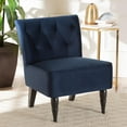 thumbnail image 5 of Baxton Studio Harmon Modern and Contemporary Transitional Navy Blue Velvet Fabric Upholstered and Walnut Brown Finished, 5 of 21