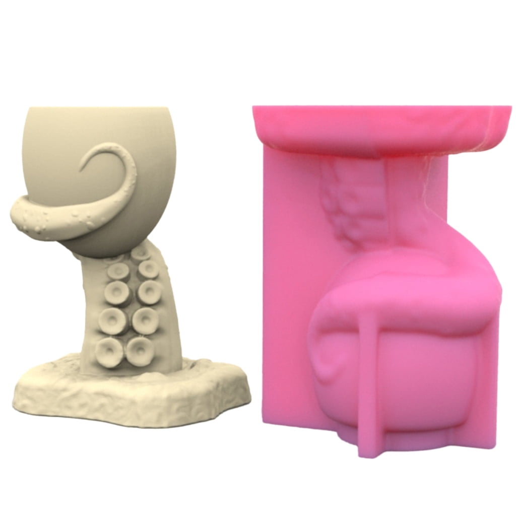 BQBQERT Flower Silicone Mold Epoxy Resin Casting Mold Vase Cement Clay Mold Pen Holder Mold