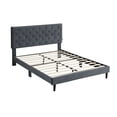 thumbnail image 5 of Queen Upholstered Platform Bed Frame with 48" Tall Adjustable Headboard - Button Tufted Suede Bed - Black - Oliver & Smith - Princeton, 5 of 6