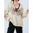 thumbnail image 4 of Womenacute;s Halloween Casual Hooded Coat Long Sleeve Spider Web Print Zip Up Hoodie with Pockets, 4 of 9