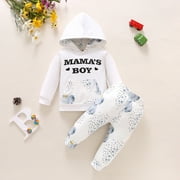 One opening Baby Boy's Clothing Letter Print Hooded Sweater Pants 2-piece Suit Party Photography