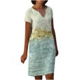 thumbnail image 1 of Robe d'Été Décontractée pour Femme à Manches Courtes, Col en V, à Imprimé Floral, 1 of 5