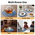 thumbnail image 2 of Spring Floral Round 13 Inch Placemats Set of 2, White Cherry Blossom Fowers Sky Blue HeatResistant Non Slip Place Mats for Dining Table, Wipeable Braided Kitchen Table Mats for Housewarming, 2 of 9