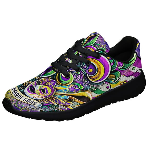 Happy Mardi Gras Louisiana Shoes Sneakers Black Size 3.5