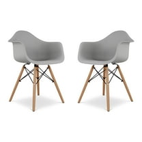 Modholic Eiffel Armchair With Wood Legs, Gray (Set Of 2)