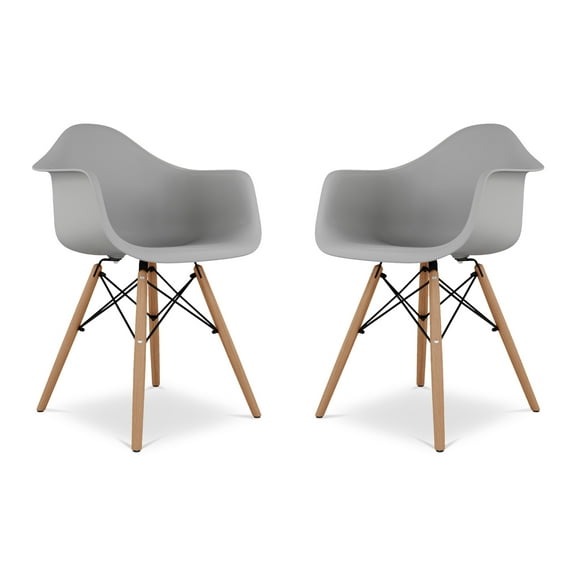 Modholic Eiffel Armchair With Wood Legs, Gray (Set Of 2)