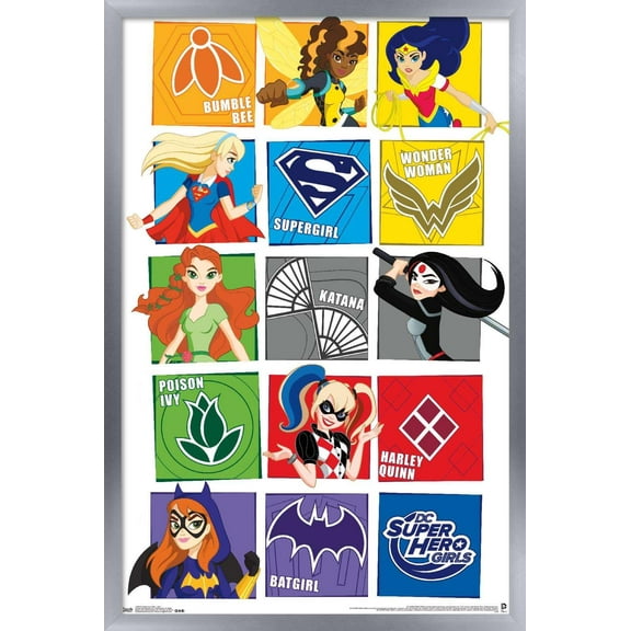 DC Comics TV - DC Superhero Girls - Grid Wall Poster, 14.725" x 22.375", Framed