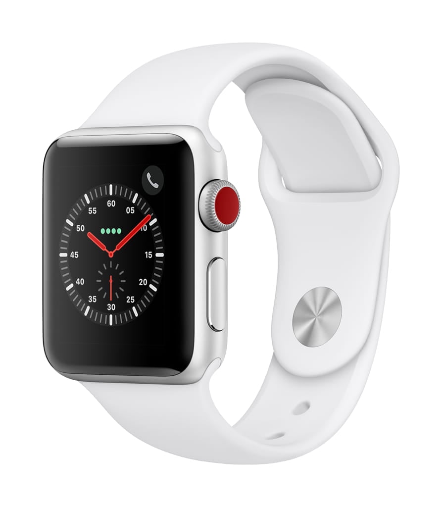 Apple Watch Series 3 GPS + Cellular - 38mm - Sport Band - Aluminum Case -Silver/White