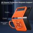thumbnail image 6 of Magnetic Case for Samsung Galaxy Z Flip 4 Case with Kickstand & Ring Holder, [Compatible with MagSafe Charging] Slim Ultra PC Back Scratch-Resistant Military Grade Shockproof Case, Orange, 6 of 14