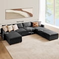 thumbnail image 3 of edx Modular Sectional Sofa, 7 Seat Convertible Oversized U Shaped Sofa Couch with Storage Ottomans, Dark Grey, 3 of 6