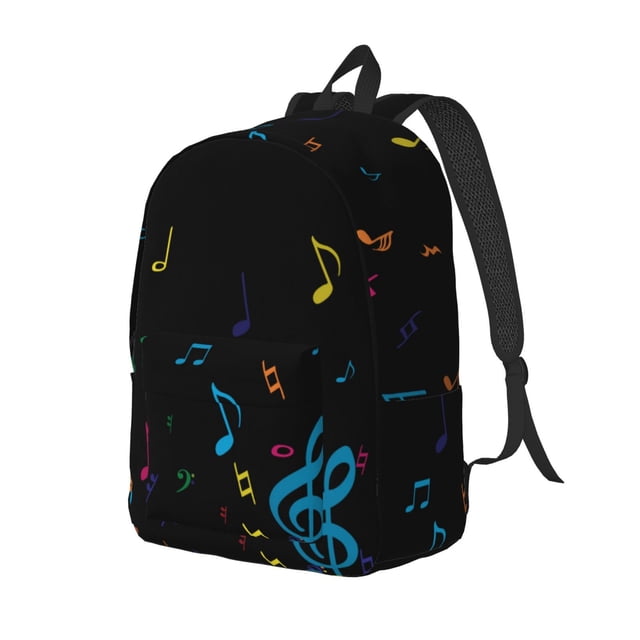 Saiise Sac à Dos pour Ordinateur Portable avec Impression de Notes Musicales Colorées - Bretelles Réglables, Résistant à l'Eau, Grande Capacité, Design Élégant, Unisexe pour École, Bureau, Voyage-Moyen