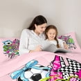 thumbnail image 4 of Erosebridal Football Games Theme Twin Comforter Sets,Soccer Sport Classic Geometric Plaid Kids Bedding Set For Girls,Reversible Pink 2pcs, 4 of 7