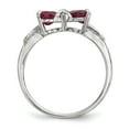 thumbnail image 2 of Solid 14k White Gold Polished Simulated Ruby Bow Ring (1mm) - Size 4, 2 of 3