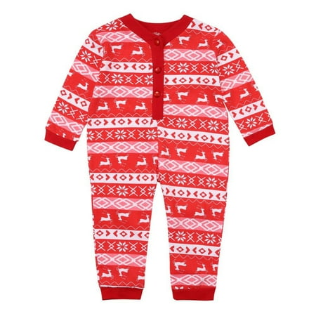 

Lovebay Christmas Pajamas for Family Matching Family Xmas PJs Sets Red Printed One-piece Bodysuit for Baby Romper 12-18 Months