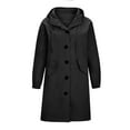 thumbnail image 4 of Zpanxa Plus Size Jackets for Women Solid Color Button Pocket Hooded Coat Long Sleeve Windbreaker Loose Trench Coat Tops Lightweight Jacket Black 5XL, 4 of 5