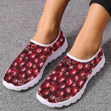 

Summer Tropical Fruit 3D Printing Women Flat Shoe Breathable Slip-on Air Mesh Sneakers Lightweight Lazy Loafers 2024
