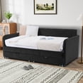 thumbnail image 2 of Wiilayok 81" Twin Size Daybed with Pull Out Trundle Bed, Black Velvet Upholstered Day Bed Frame for Adults,Twin to King Daybed with 2 Storage Cabinets - Perfect for Living Room or Bedroom, 2 of 8