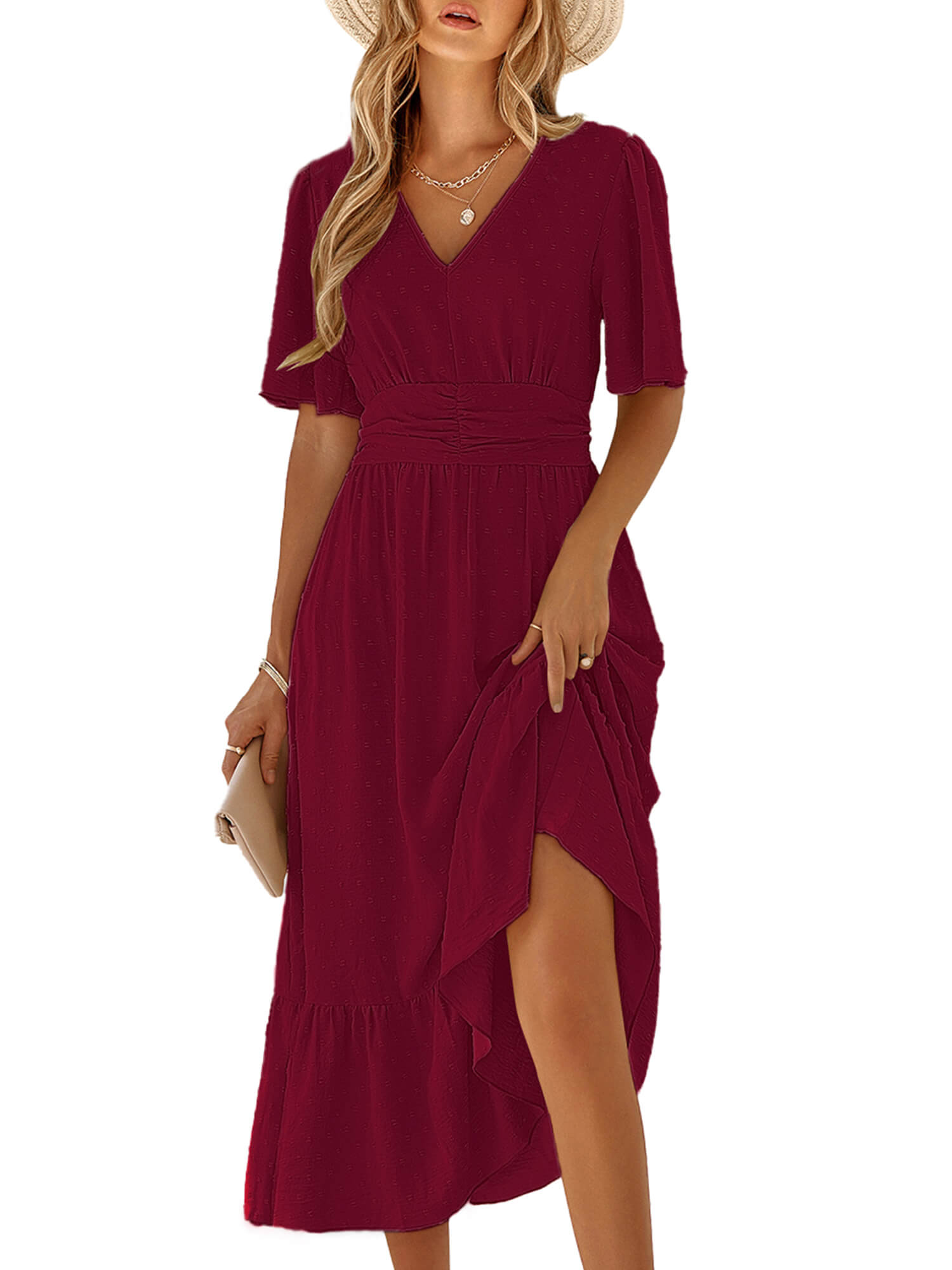 Women's Flutter Sleeve Maxi Dress