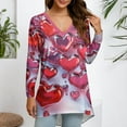 thumbnail image 5 of Dwralegc Valentines Shirts for Women Loose Fit V- Neck Plus Size Tops 2026 Casual T Shirts Heart Print Long Sleeve Blouses Light Purple 2XL, 5 of 5