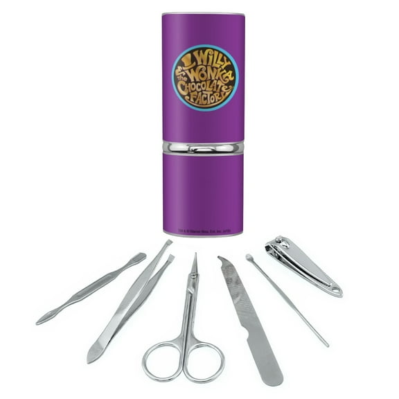 Willy Wonka and the Chocolate Factory Logo Stainless Steel Manicure Pedicure Grooming Beauty Care Travel Kit
