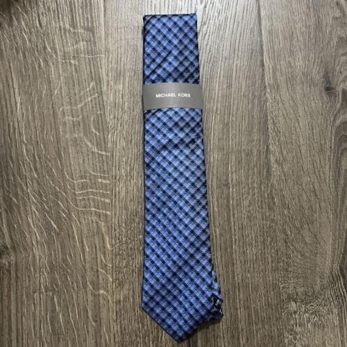Michael Kors Men's Classic Tight Gingham Tie Blue OS B4HP