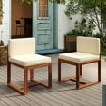 thumbnail image 2 of 2 Patio Dining Chairs - Wood, Beige Cushioned Seats, Enhances Appeal And Comfort Of 2 Wood Frame With Cushion, Ergonomic Dimensions For Optimal, 2 of 7