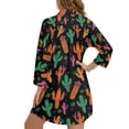 thumbnail image 2 of Xoenoiee Cactus Leaves Print Womens Swimsuit Coverup Button Up Swim Cover Ups for Swimwear Women Shirt Bathing Suit Cover Up Beach Coverups, S, 2 of 7