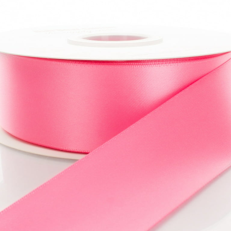 Neon Pink Satin Ribbon 3/8 Wide by the Yard, Hot Pink Doubled Faced Swiss  Satin Ribbon 