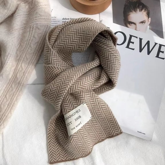 Fashion New Stripe Pattern Neck Protection Keep Warm Knitted Scarf Warm Scarves Long Scarf Winter Scarves CAMEL