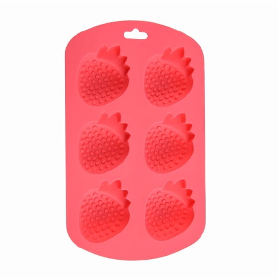 Fruit Shaped Jelly Molds, 3D Mini Pineapple Strawberry Orange Blueberry Mulberry Candle Silicone Fruit Mold for Cupcake Decorating, Soap, Chocolate (Red)