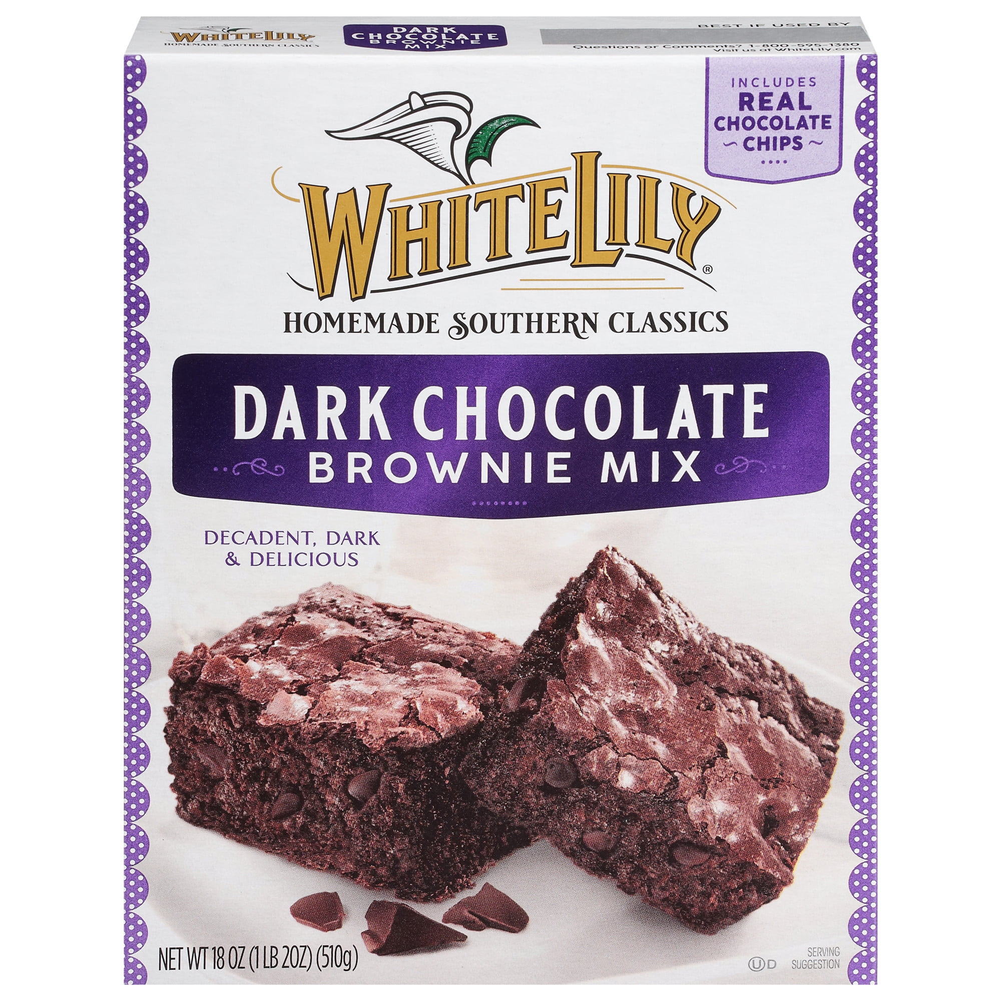 (6 pack) White Lily Dark Chocolate Brownie Mix, 18 oz Box