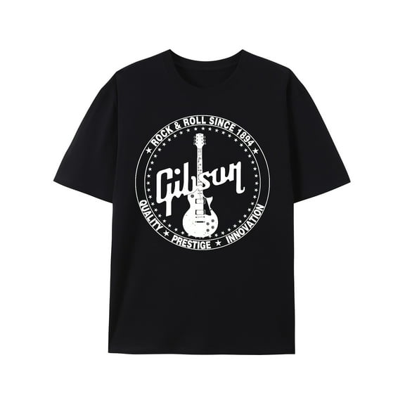 Gibson 1894 Men's Vintage Rock Graphic T-Shirt - 100% Cotton Soft Breathable Short Sleeve Tee with Retro Letter Print, Regular Fit Casual & Work Wear, Machine Washable, Big & Tall Sizes,