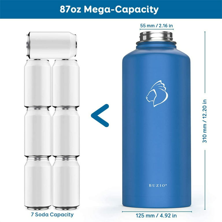 BUZIO Vacuum Insulated Stainless Steel Water Bottle 64oz (Cold for 48  Hrs/Hot for 24 Hrs) BPA Free Double Wall Travel Mug/Flask for Outdoor  Sports Hiking, Cycling, Camping, Running 64 oz Black